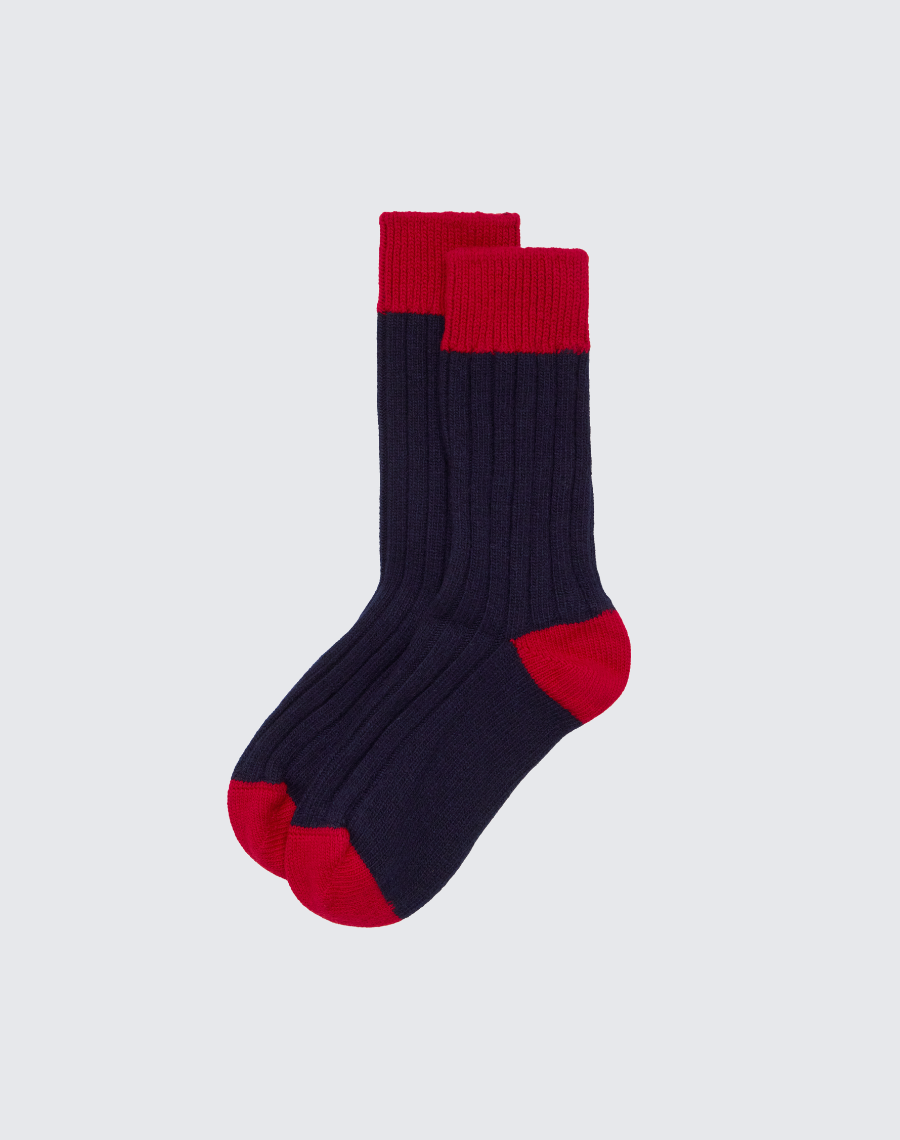 The House Sock - Navy & Carmine